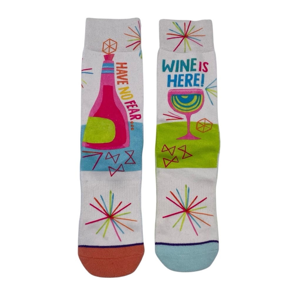 Have No Fear Wine is Here Novelty Crew Socks Hallmark Toe of a Kind One Size